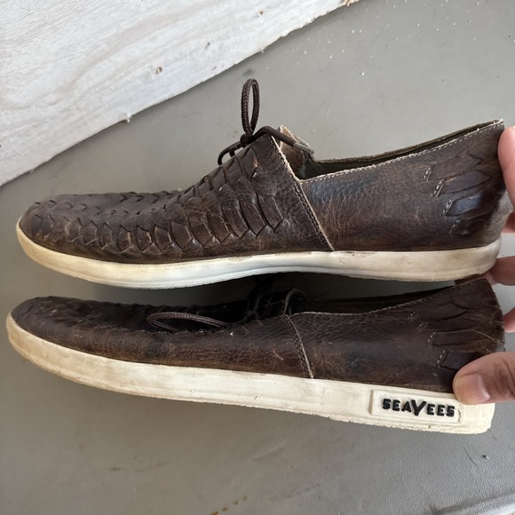 brown leather Huarache lace-up shoes by the brand SeaVees Sz 9 - Picture 3 of 8